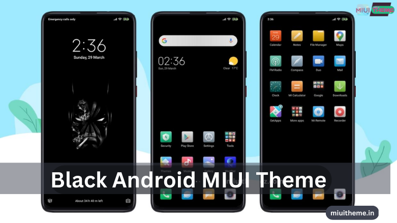 Black Android MIUI Theme for Xiaomi and Redmi Phones