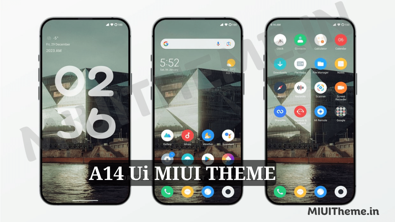 A14 Ui MIUI Theme for Xiaomi Phones with Customizable Lockscreen & Dynamic App Icons