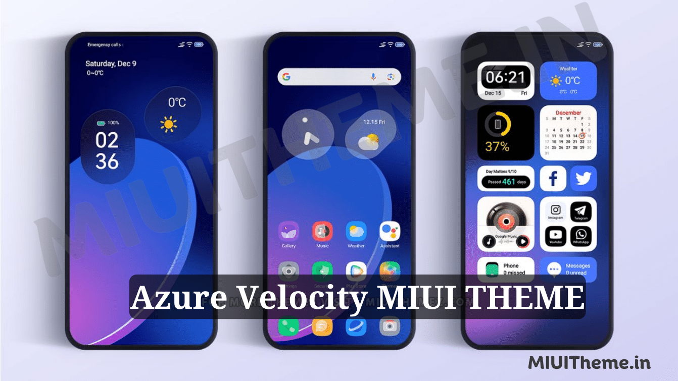 Azure Velocity MIUI Theme for Xiaomi Phones with Dynamic App Icons & Lockscreen