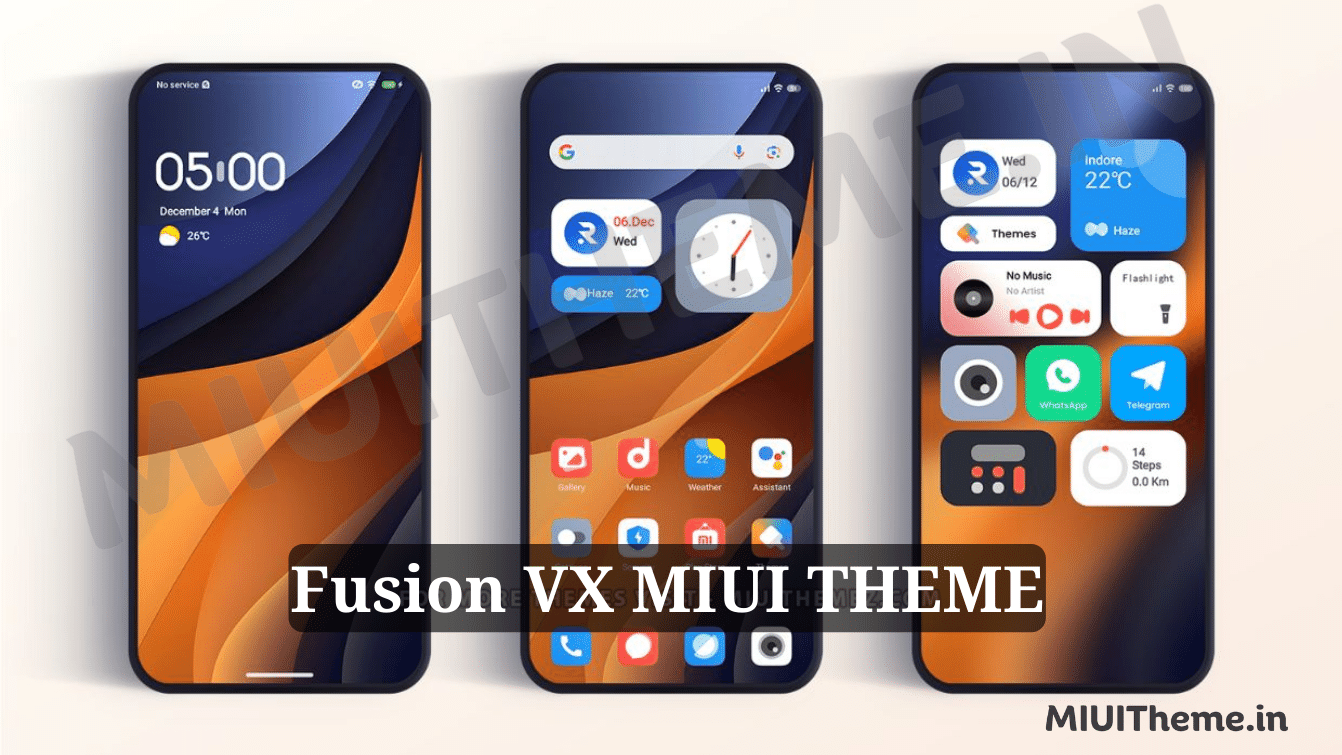 Fusion VX MIUI Theme for Xiaomi Phones with Dynamic App Icons & Charging Animation