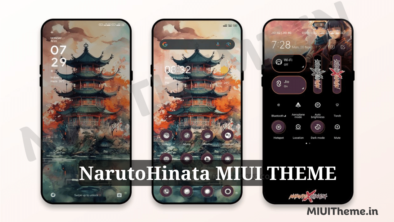 NarutoHinata Anime MIUI Theme for Xiaomi Phones with Dark Anime Experience