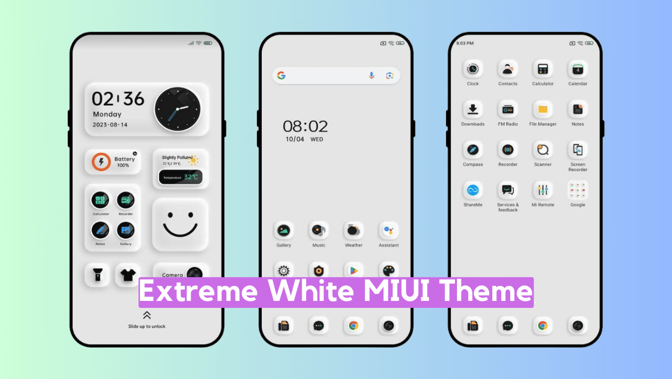 Extreme White MIUI Theme for Xiaomi with Minimal Experience