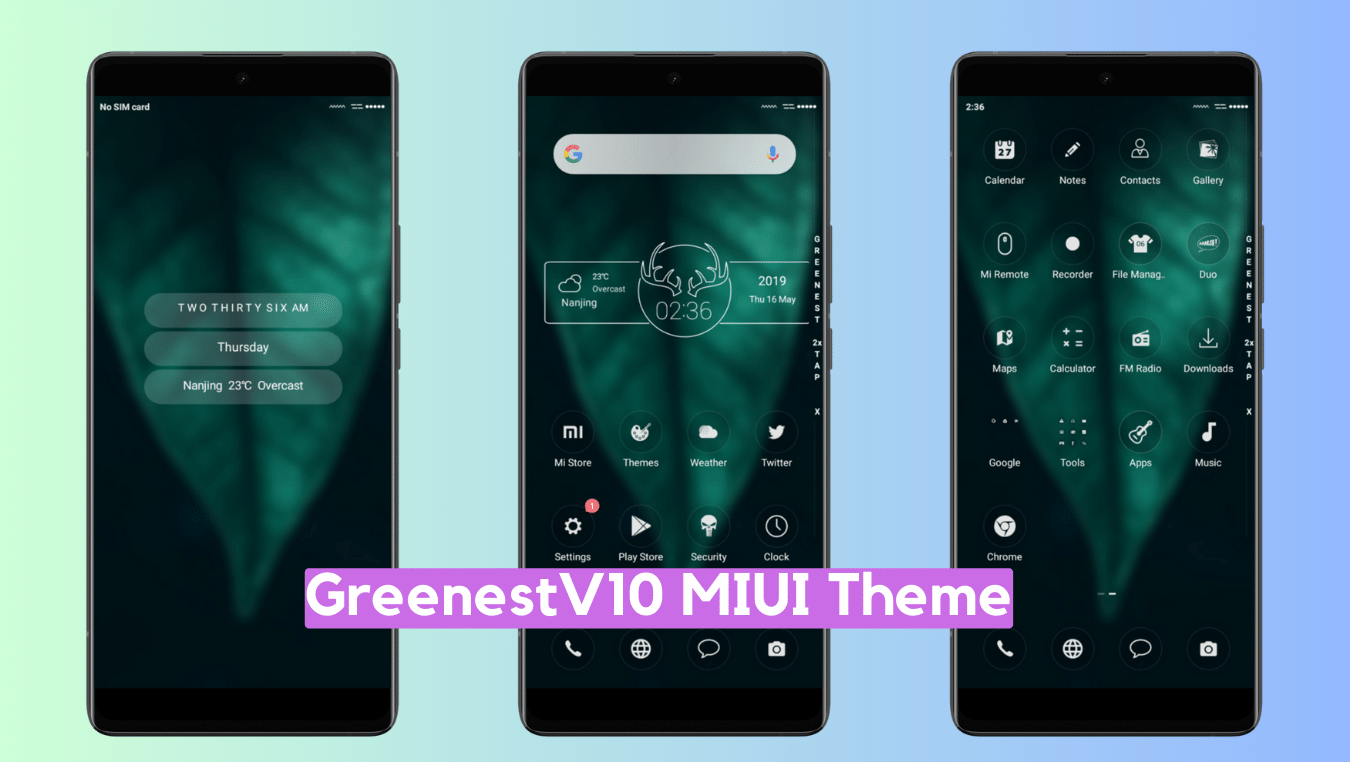 Greenest v10 MIUI Theme for Xiaomi with Dynamic Dark Experience