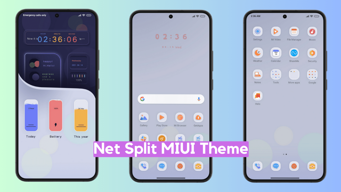 Net Split MIUI Theme for Xiaomi with Dynamic Minimal Experience